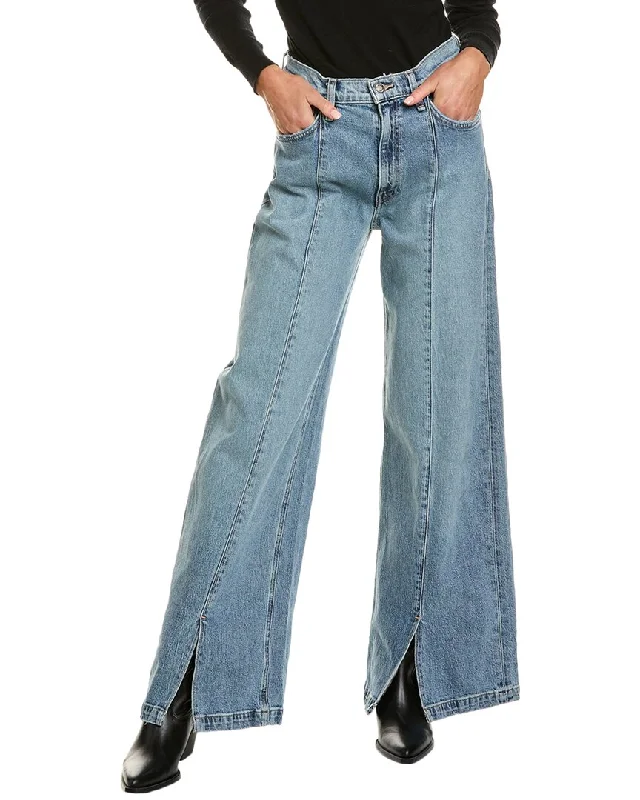 Denim tight trousers for women with skinny fit and timeless blue wash -HUDSON Jeans James Caribbean Breeze High-Rise Wide Leg Jean