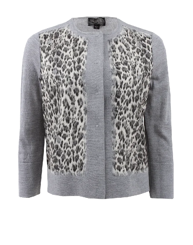 Indoor - gathering cardigan for a comfortable choice -Leopard Print Cardigan