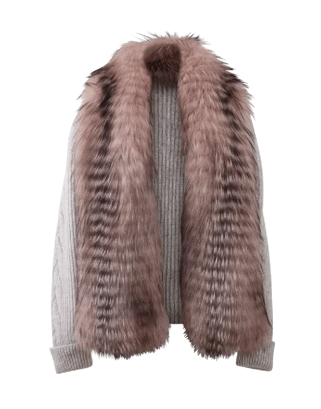 Ruffled - cardigan for a feminine style -Fur Front Cardigan