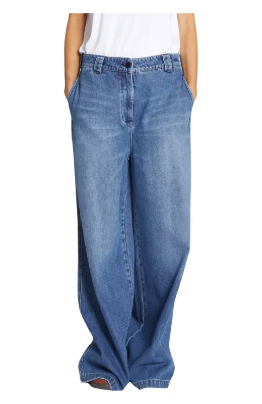 Casual tight trousers for women with comfy waistband and minimalistic style -Denim Pants In Blue