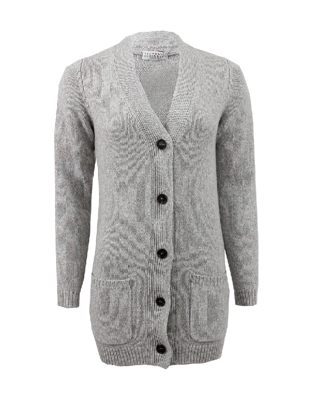 Lace - trimmed cardigan for a romantic look -Dynamic Paillette Long Cardigan