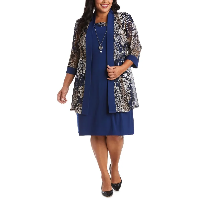 Beaded cardigan for a glamorous effect -R&M Richards Womens Plus Printed Cardigan Open-Front Blazer