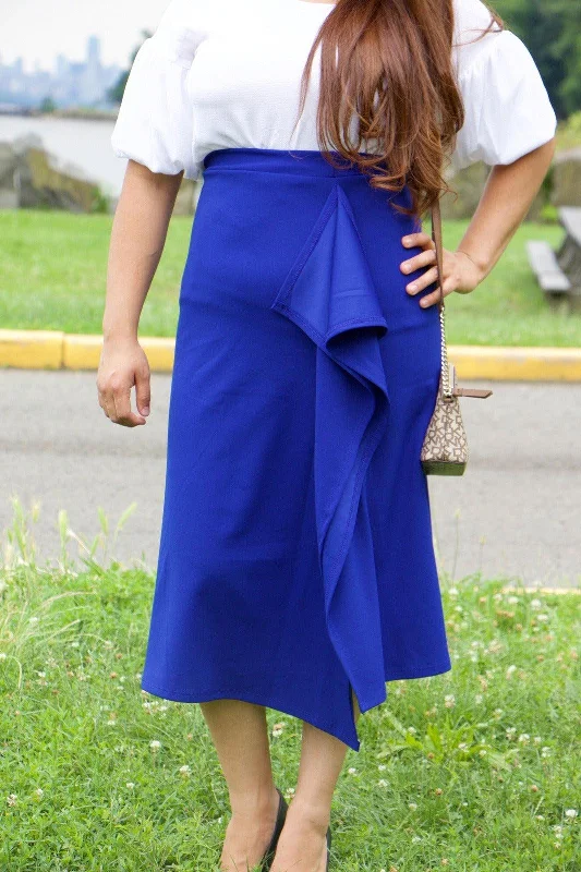 Vintage denim skirts for nostalgic charm -Samantha Blue Skirt