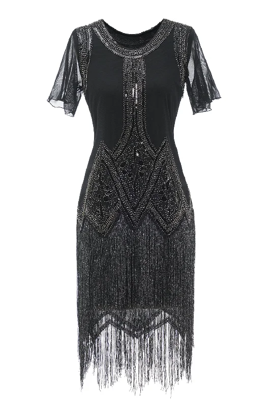 Geometric Dresses for Modern -Luxurious Sequined Beaded Fringe 1920s Dress