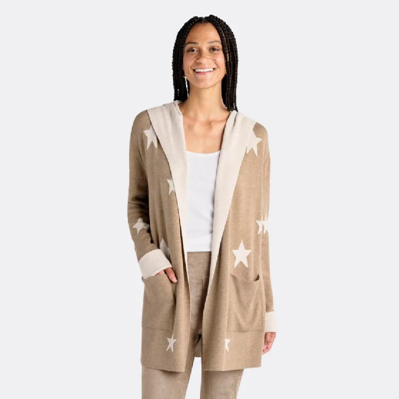 Embroidered cardigan with delicate details -Sydney Reversible Cardigan (Camel + Oat)