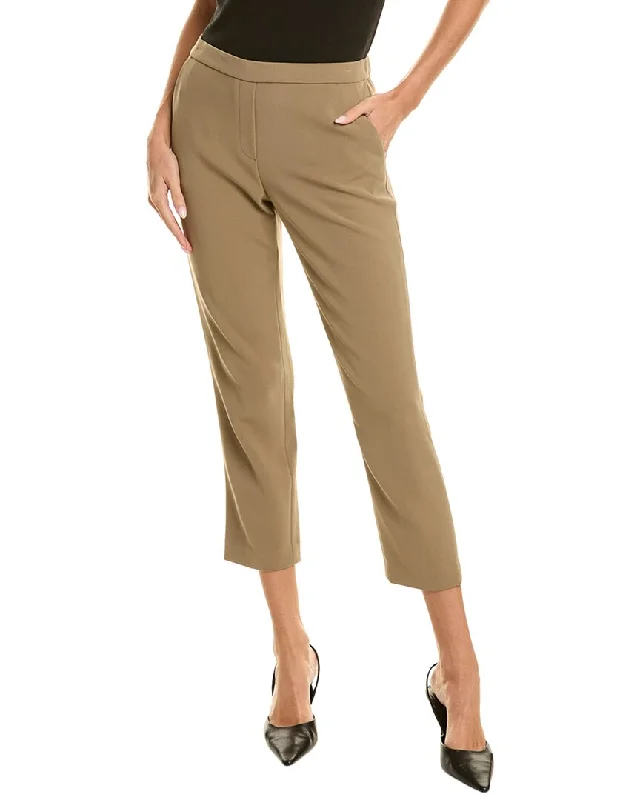 Trendy tight trousers for women with zipper details and edgy finish -Theory Relaxed Wool-Blend Trouser