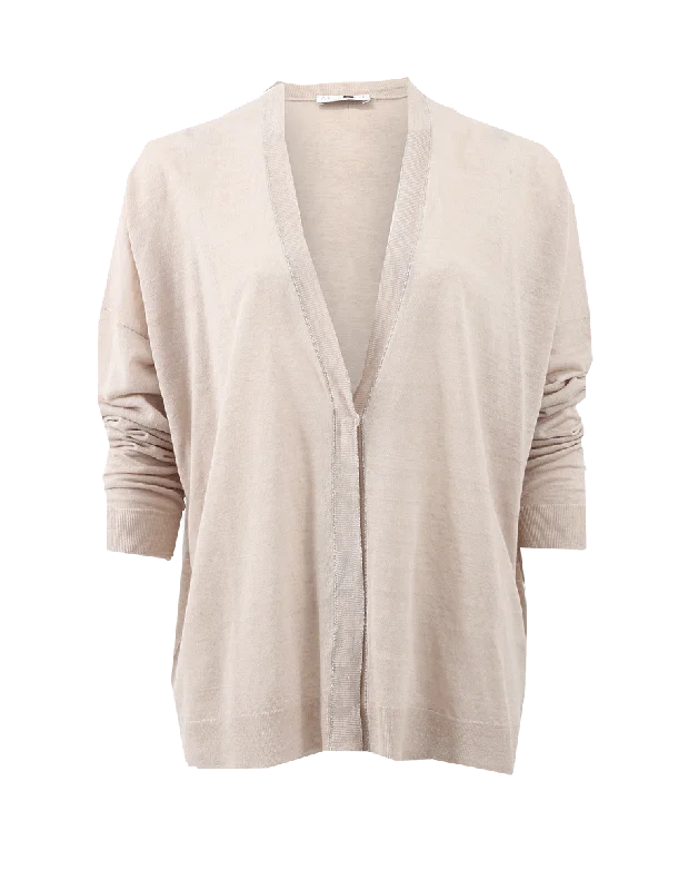 White - cardigan for a clean and fresh look -Monil Trim Cardigan