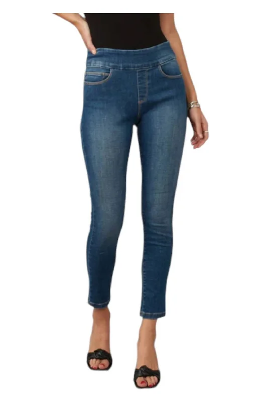 High-waisted tight trousers for women with elastic waistband for added comfort -Anna Skinny Jeans In Rugged Classic Blue